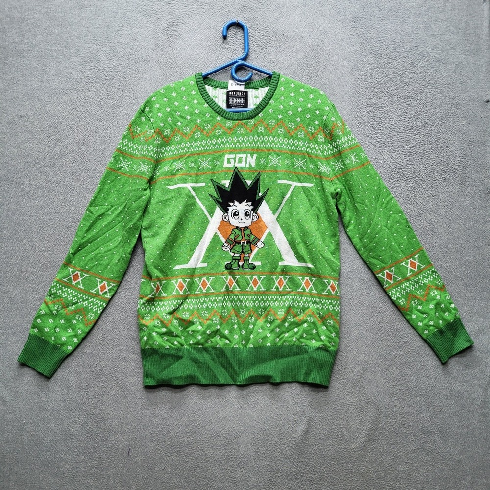 Hunter x Hunter Men Sweater L Green Fair‎ Isle Gon X Anime Ugly Holiday
